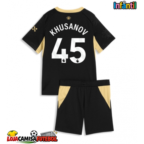 Camisa de Futebol Manchester City Abdukodir Khusanov #45 Equipamento Secundário Infantil 2026-27 Manga Curta (+ Calças curtas)